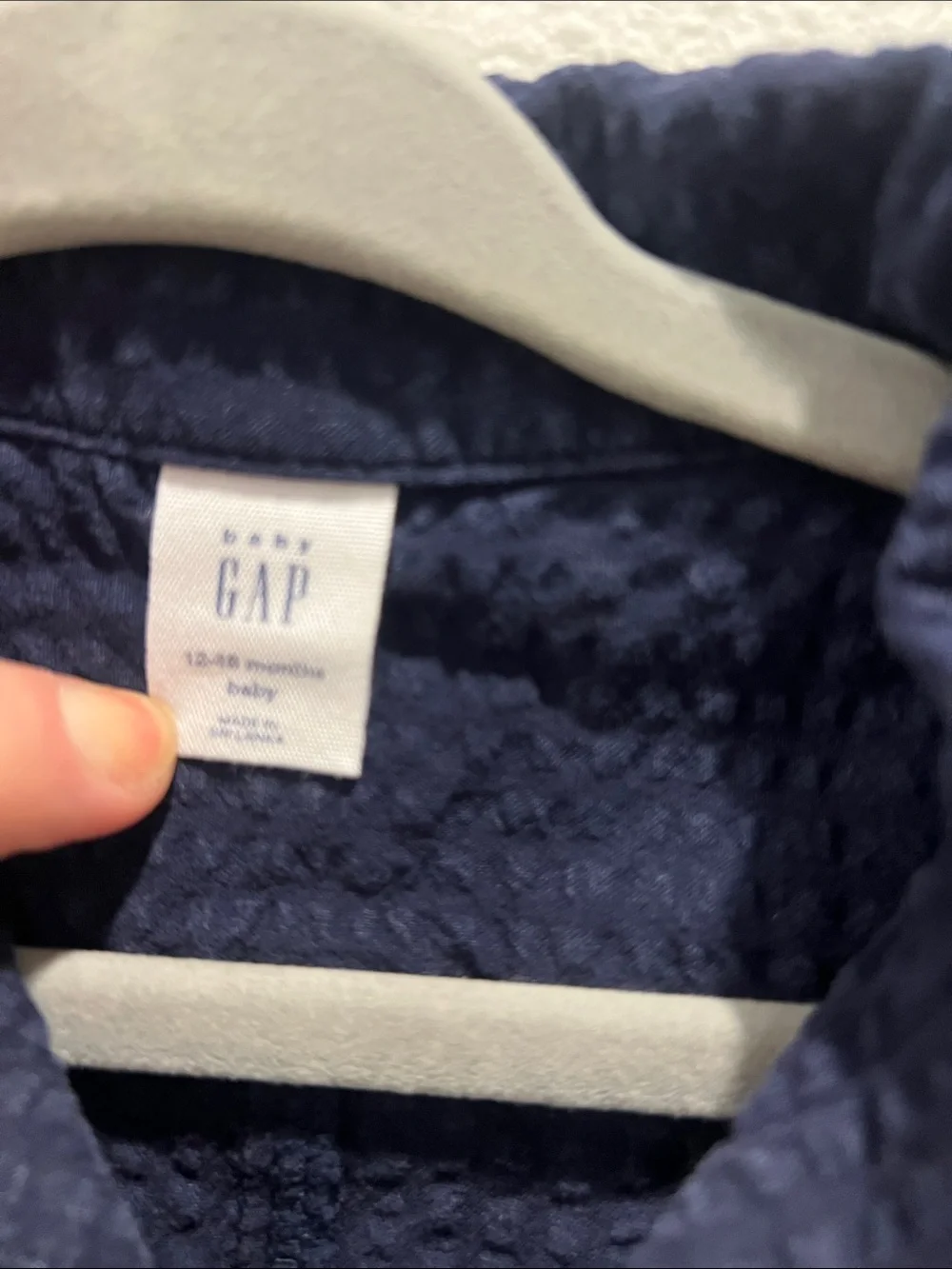 GAP Navy Blue Short-Sleeve Button Romper and Hat